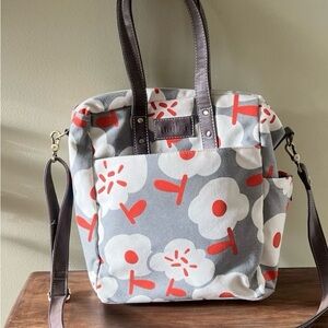 Marimekko Gray and Red Floral Tote